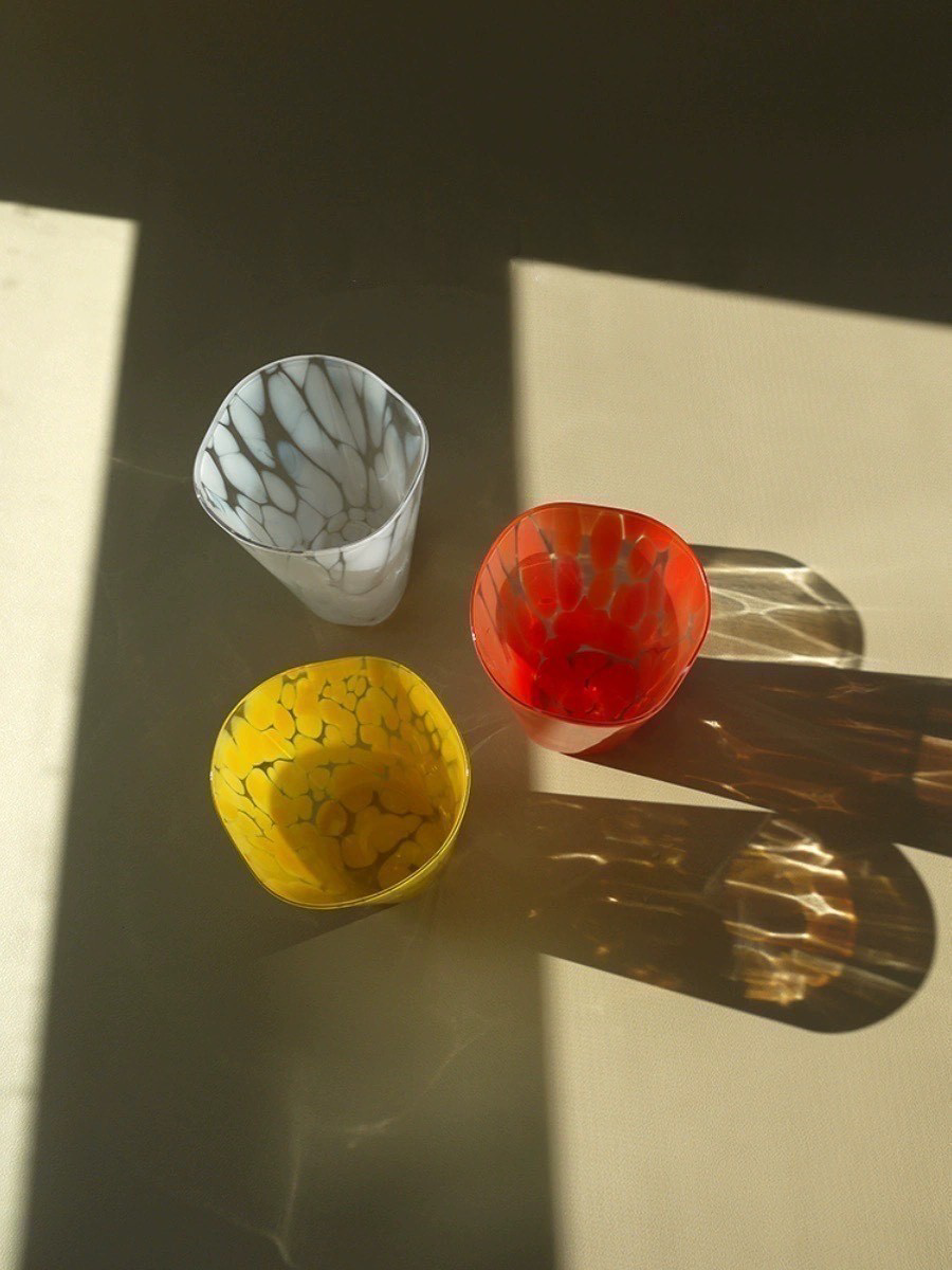 Mouth-blown Coloured Monochrome Spot Cups Case Of 10: Dandelion