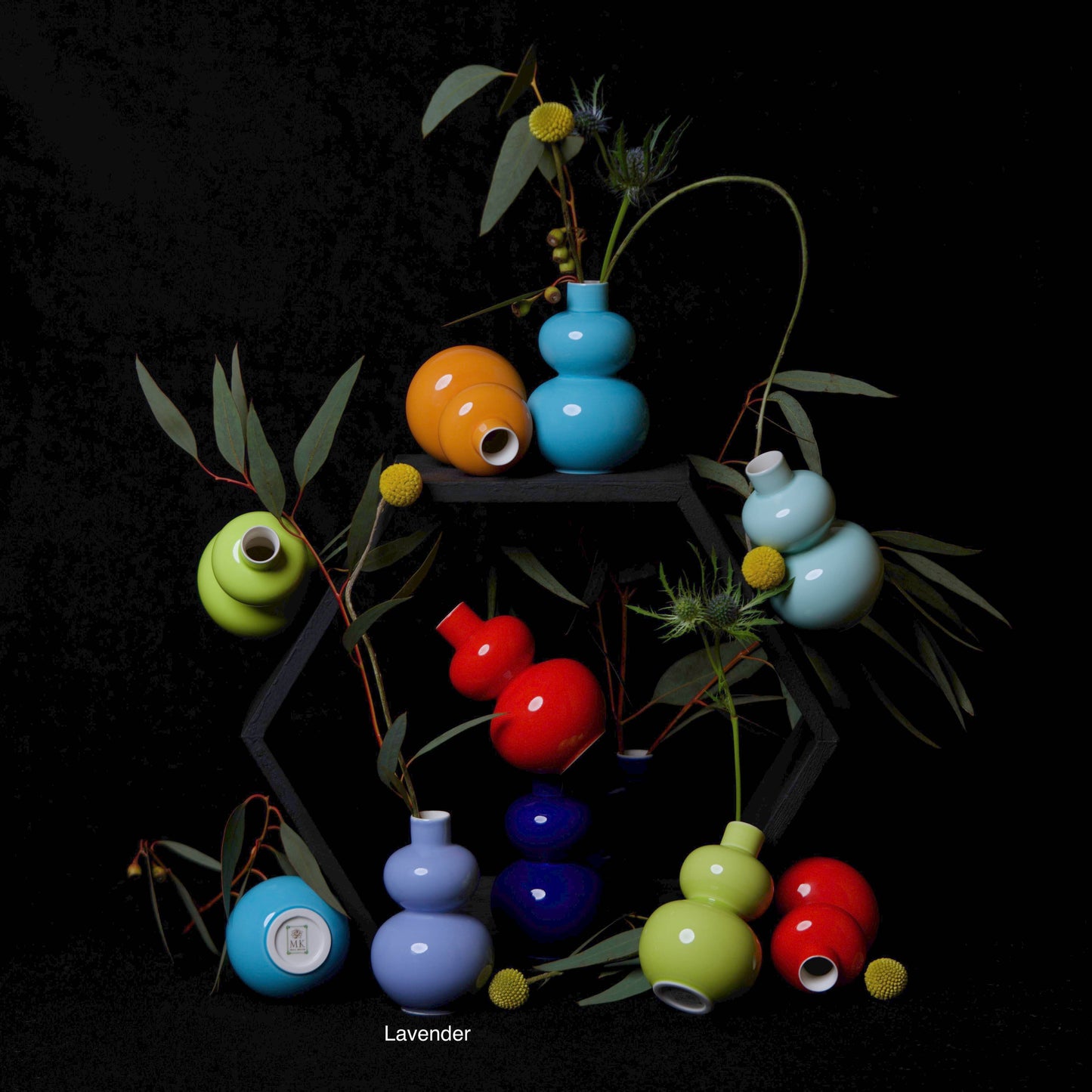 Glossy Porcelain Mini Double Lobed Vase: Indigo