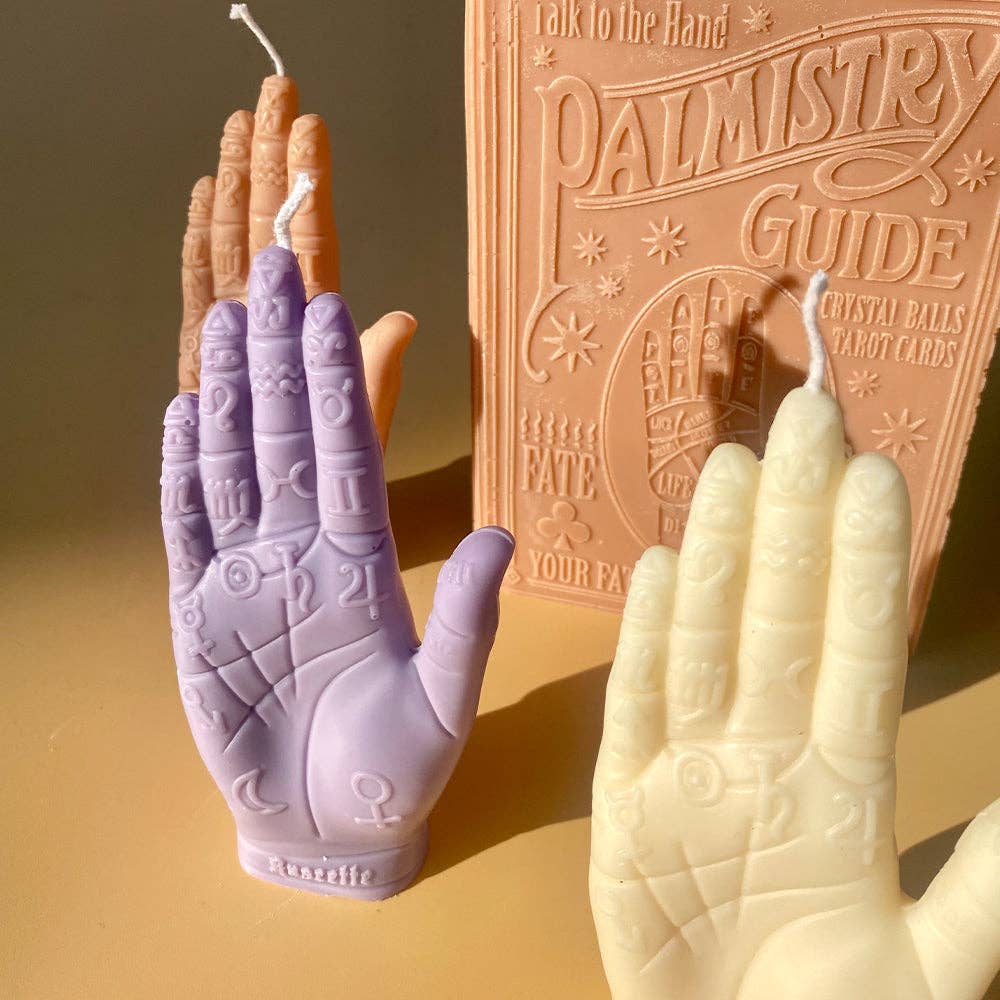 Palmistry Hand Candle - Lilac: Lilac / White Sage & Lavender