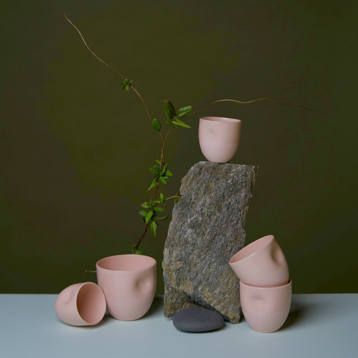 Dusty Pink Unique Porcelain Cup - three sizes: Dusty Pink / Medium