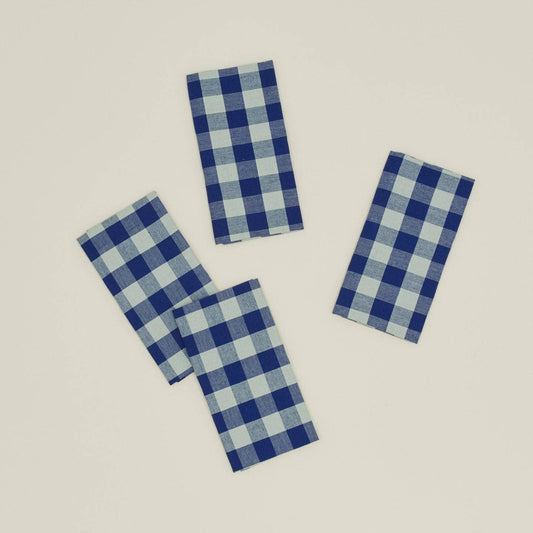 ESSENTIAL GINGHAM DINNER NAPKINS - SET OF 4: SKY/BLUE