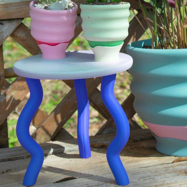 Wavy Plant Stand (3 colorways): Swimming Pool Blues