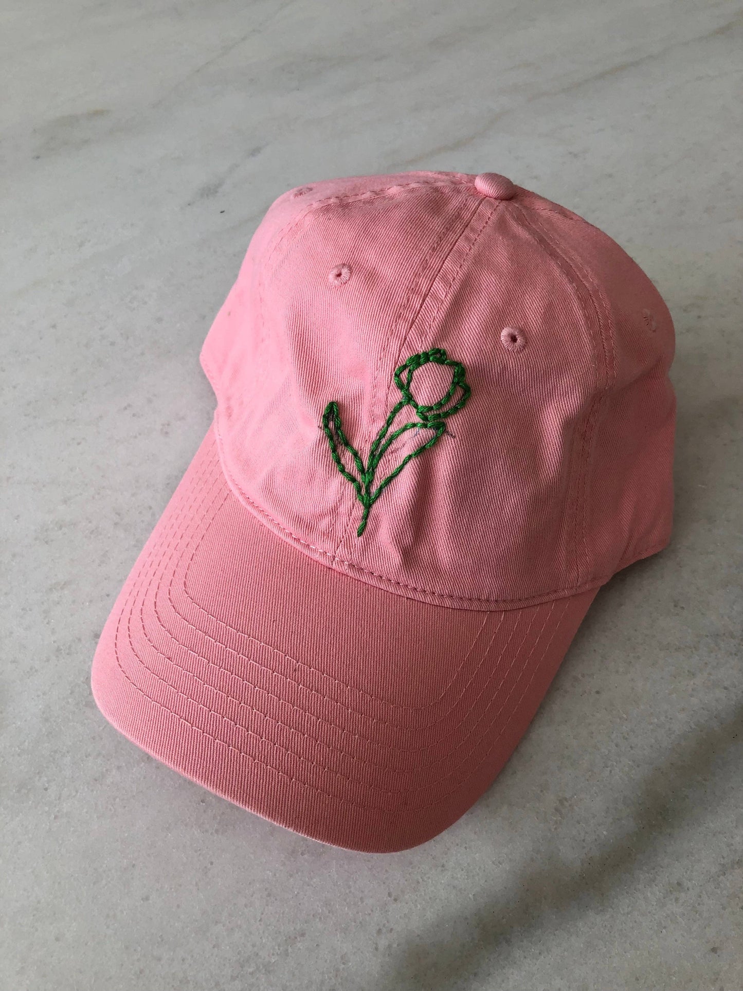 HAND EMBROIDERED TULIPS CAPS: Lavender