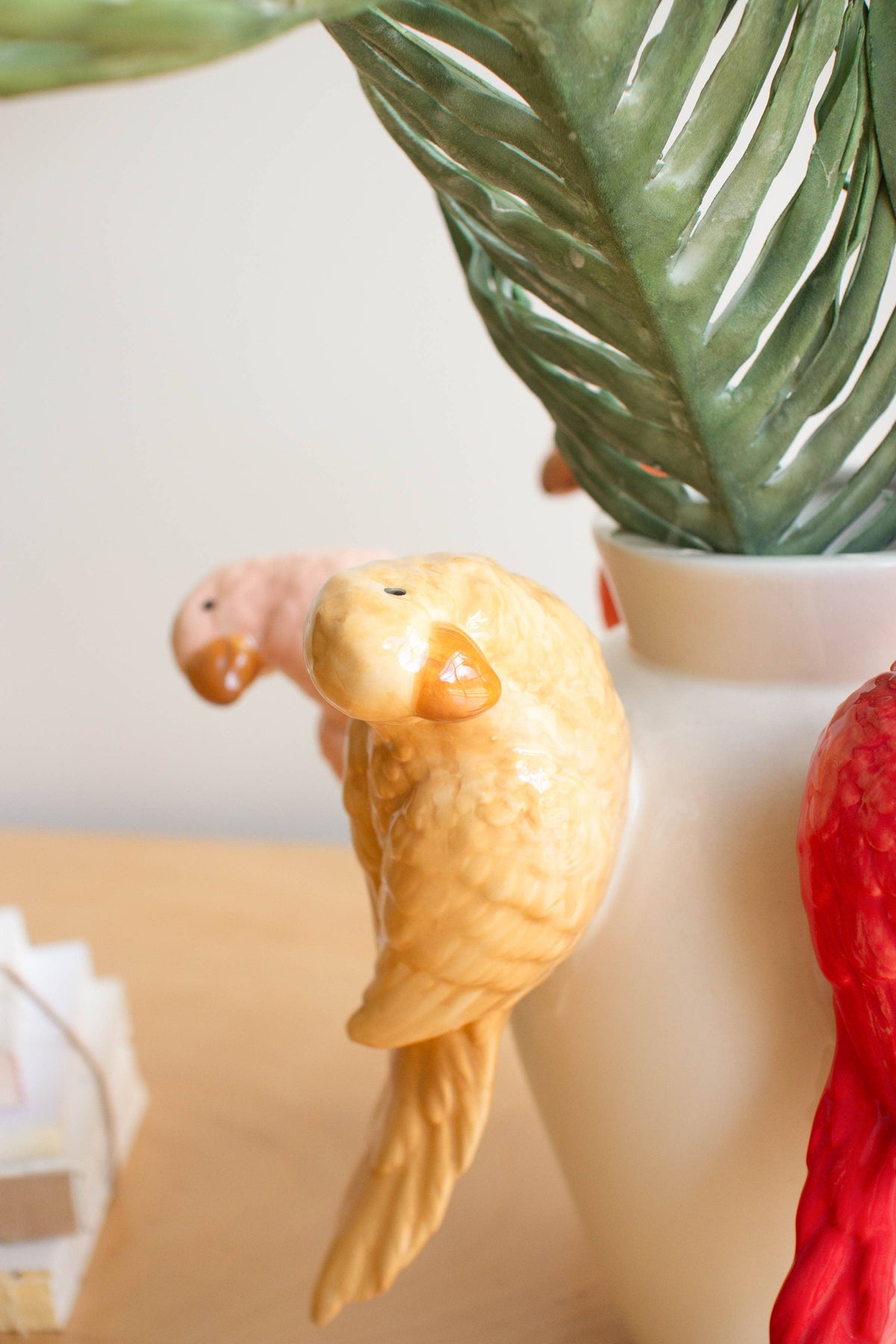 CERAMIC PARROTS VASE: Multi / Ceramic / 13.5" x 14" x 11.5"t
