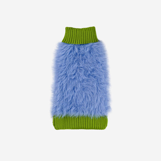 Faux Fur Dog Sweater: Periwinkle / M - 18-26 lbs