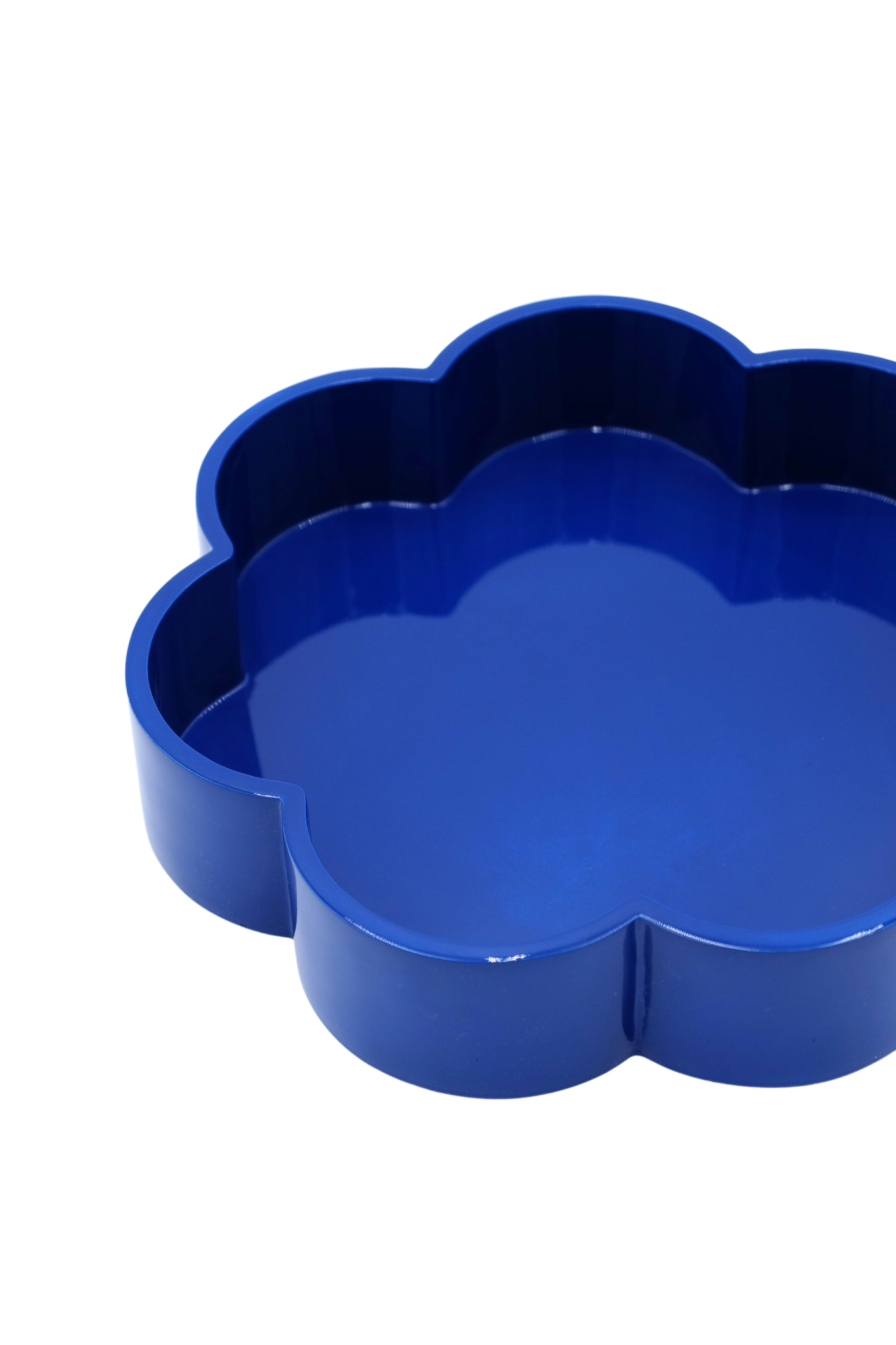 Cobalt Blue Flower-Shaped Lacquerware Tray