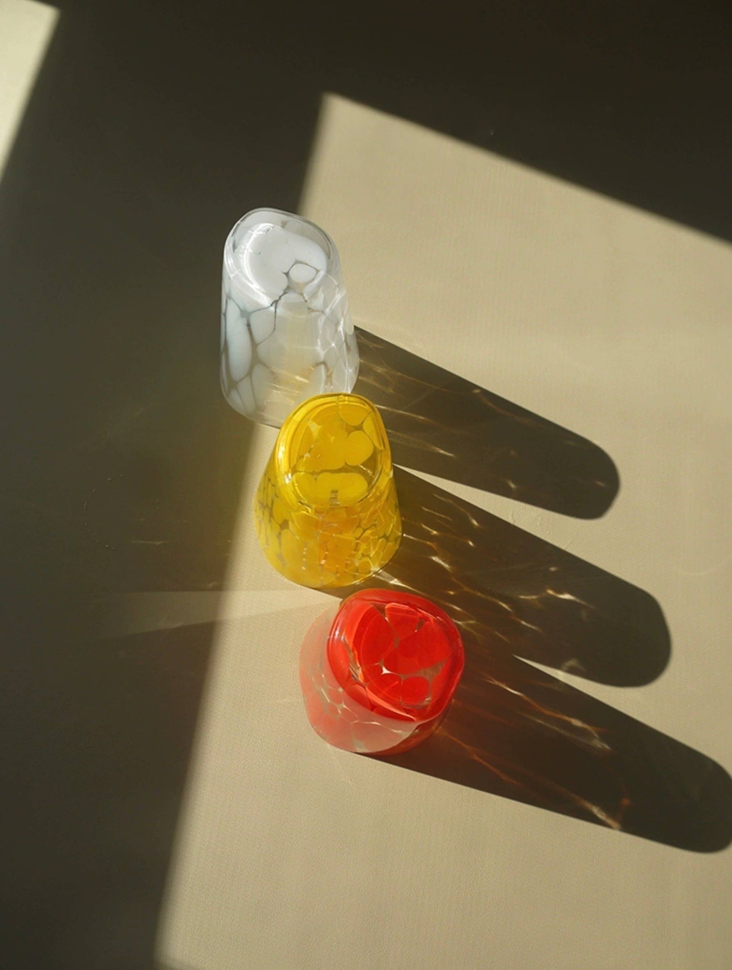 Mouth-blown Coloured Monochrome Spot Cups Case Of 10: Dandelion