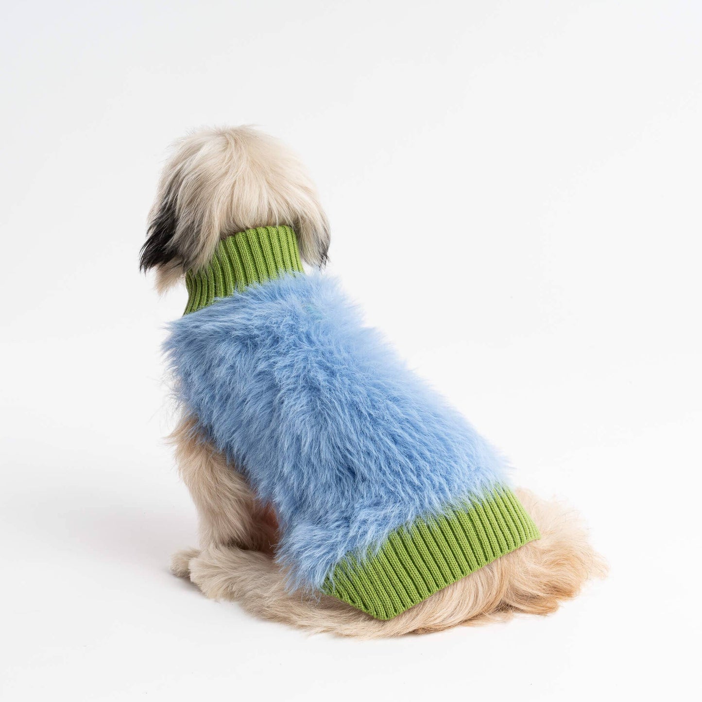 Faux Fur Dog Sweater: Periwinkle / M - 18-26 lbs