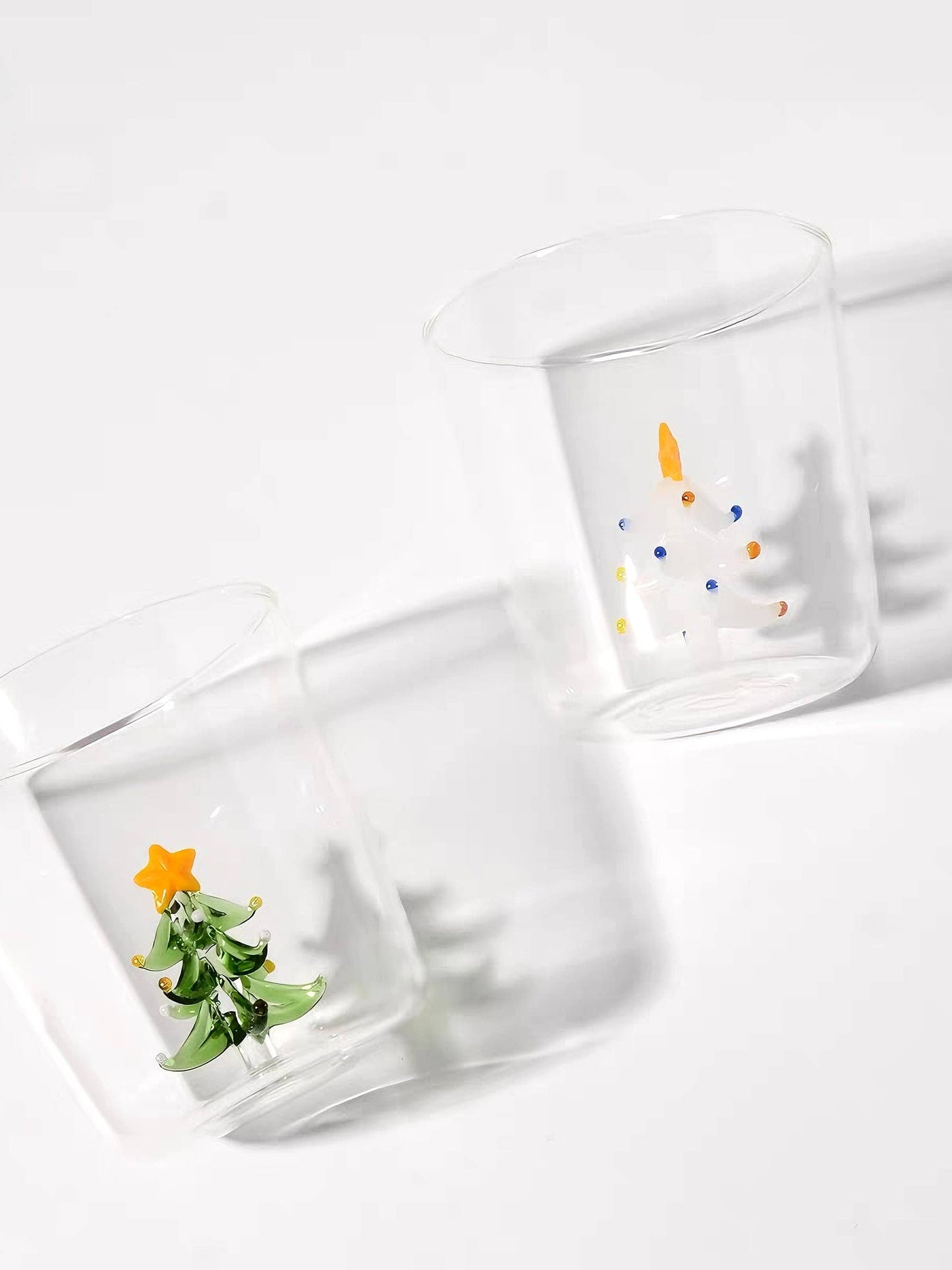 Handcrafted Cute Christmas Tree Santa Glass Tumbler Cups: Santa Claus