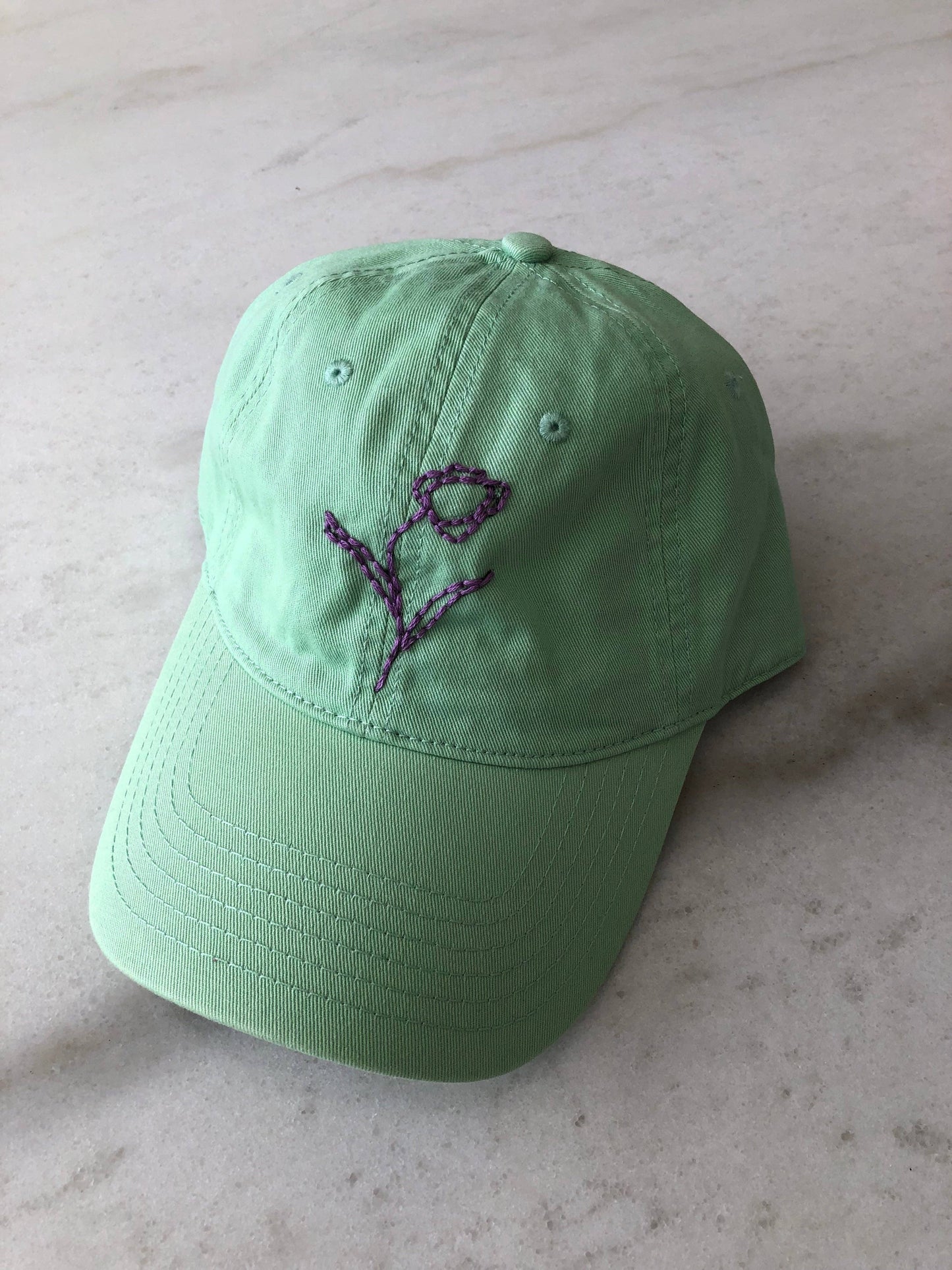 HAND EMBROIDERED TULIPS CAPS: Cloud ☁️