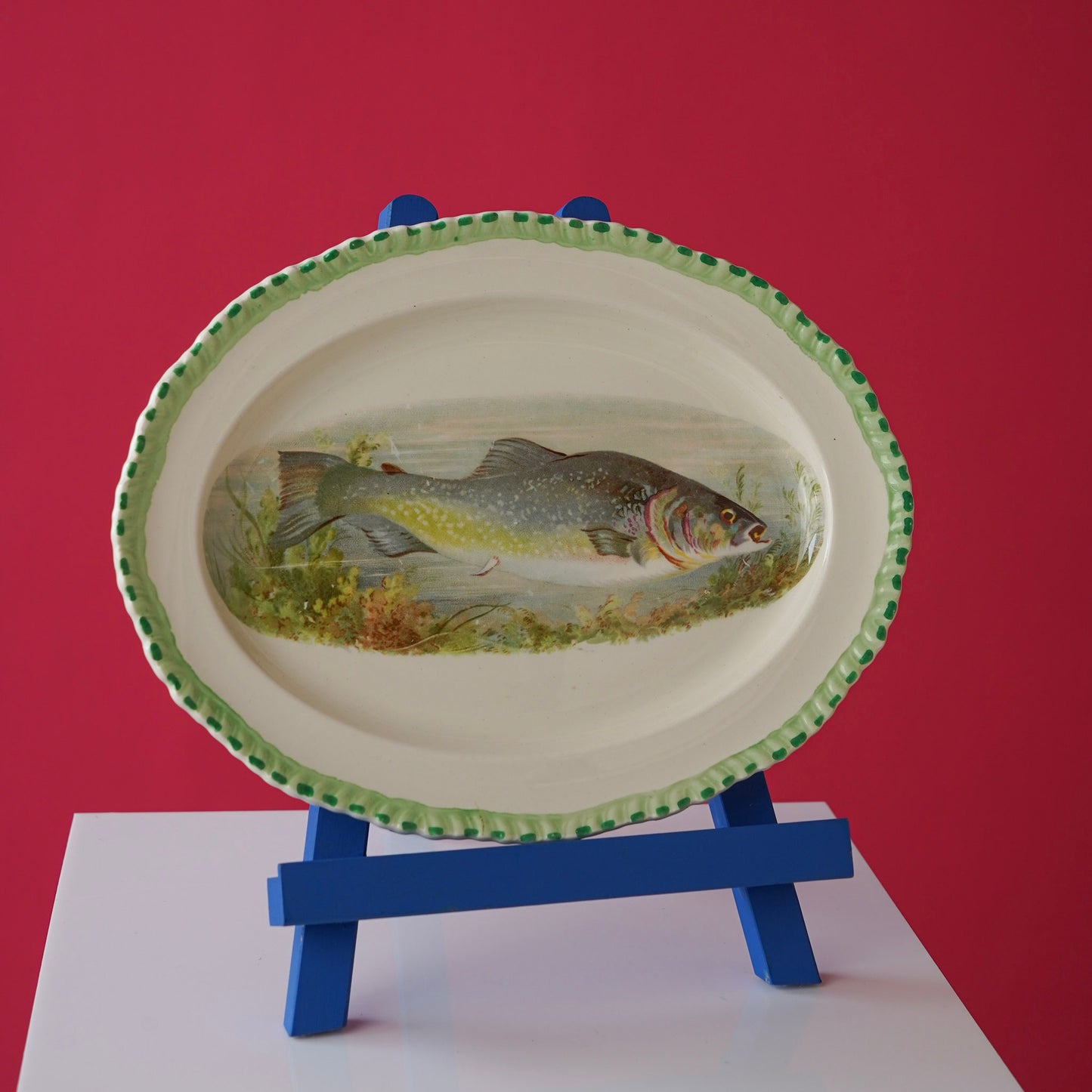 Vintage green fish plate