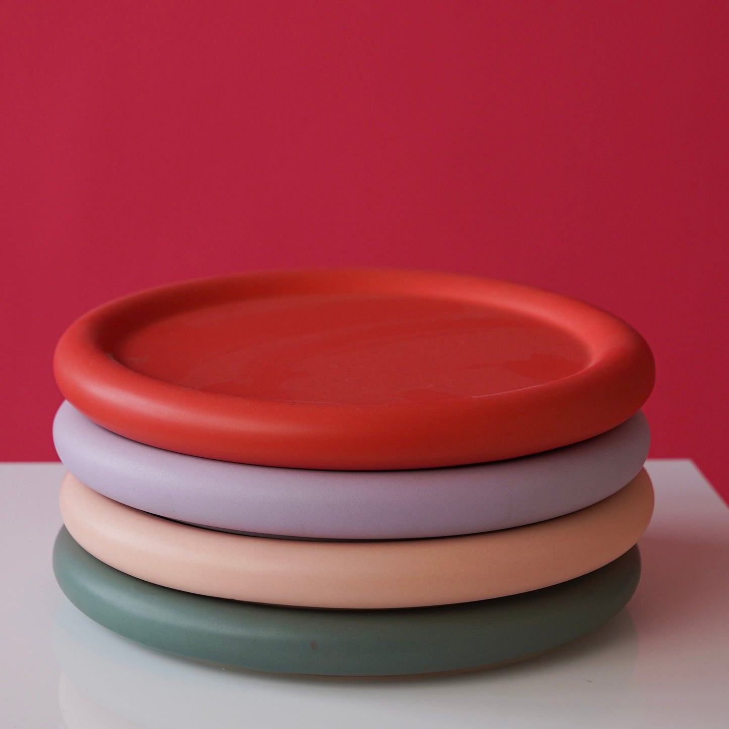 Beautiful MOT Matte coral/red ceramic plate from CDMX