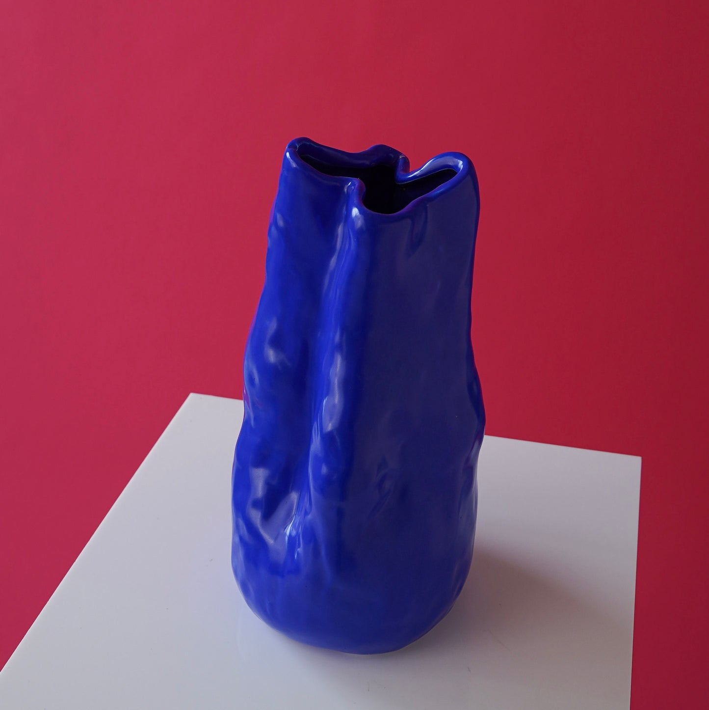 Yves Klein blue organic shaped vase by Vivee