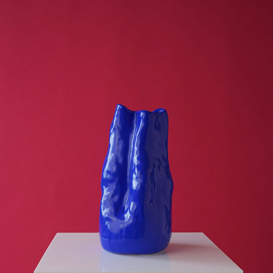 Yves Klein blue organic shaped vase by Vivee