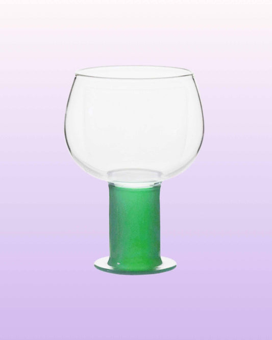 Handblown Chubby Coloured Wine Cocktail Glasses: Mint / Large