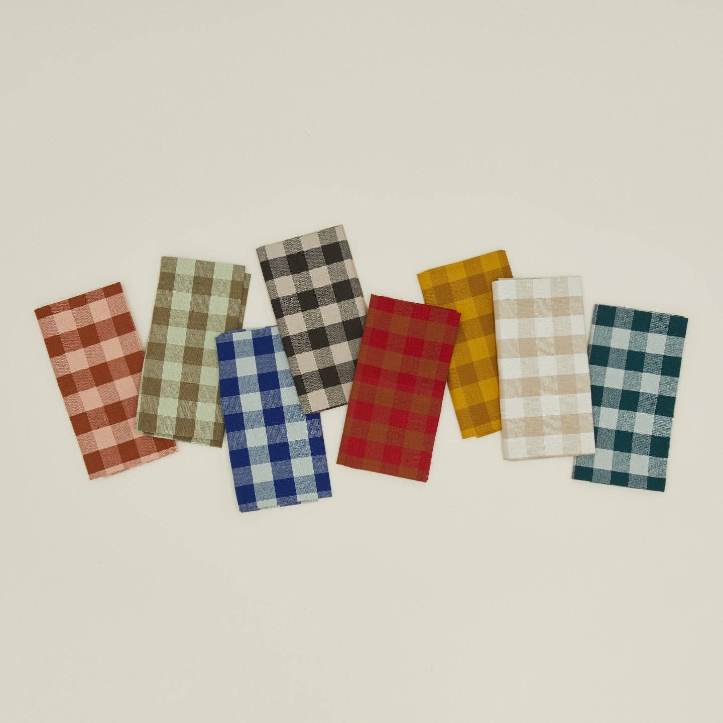 ESSENTIAL GINGHAM DINNER NAPKINS - SET OF 4: MUSTARD/BRONZE