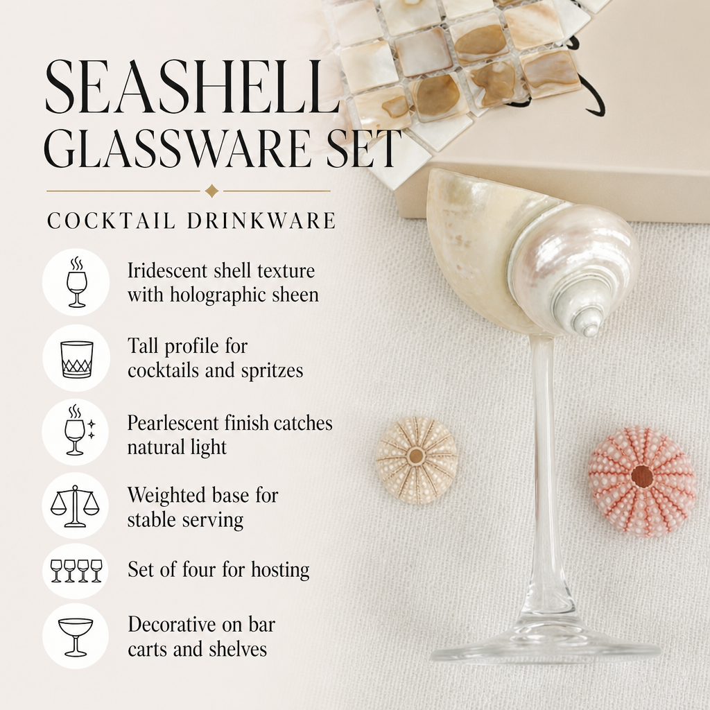 Isla Seashell Glasses, Set of 4: Gold