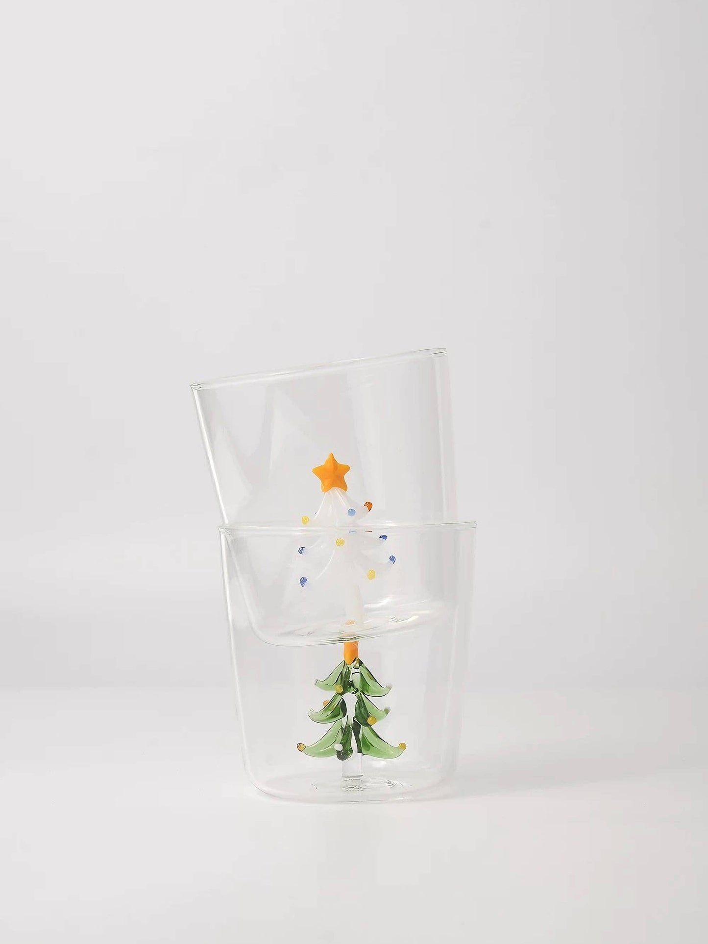 Handcrafted Cute Christmas Tree Santa Glass Tumbler Cups: Santa Claus