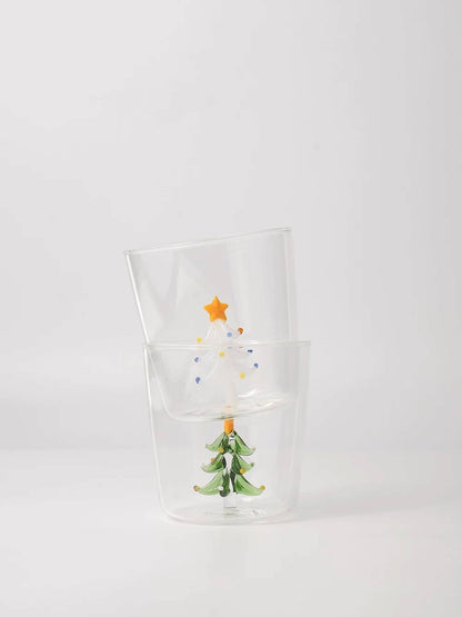 Handcrafted Cute Christmas Tree Santa Glass Tumbler Cups: Santa Claus