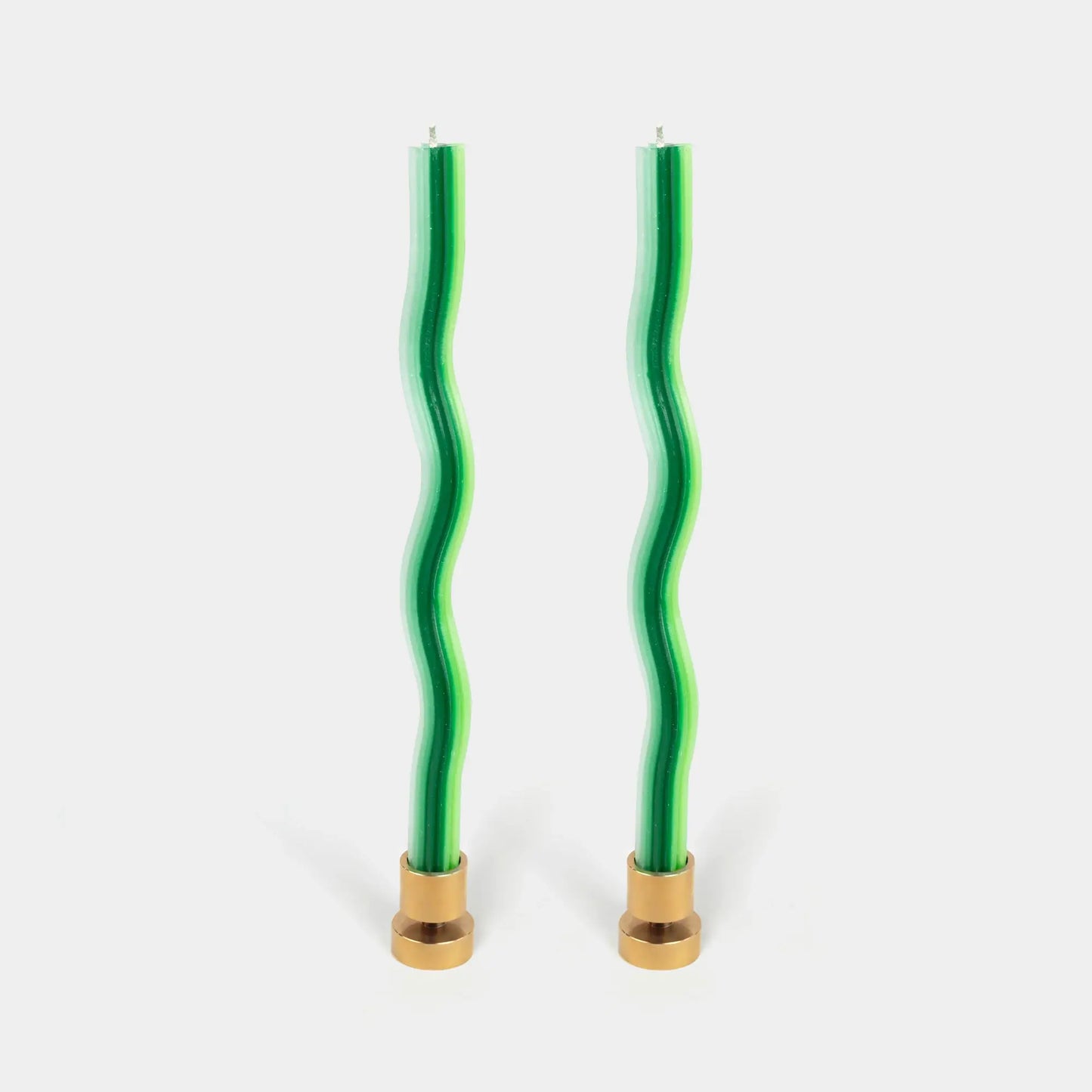 Wiggle Candles - Triple Green (2 Pack) - 11" Vibrant Tapers