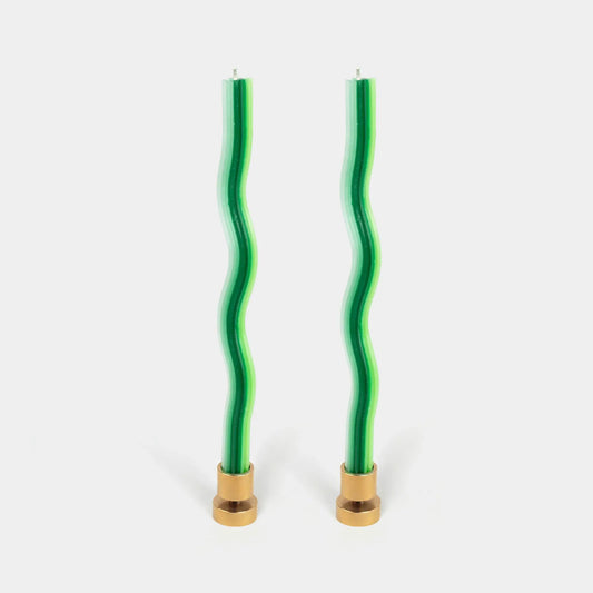 Wiggle Candles - Triple Green (2 Pack) - 11" Vibrant Tapers
