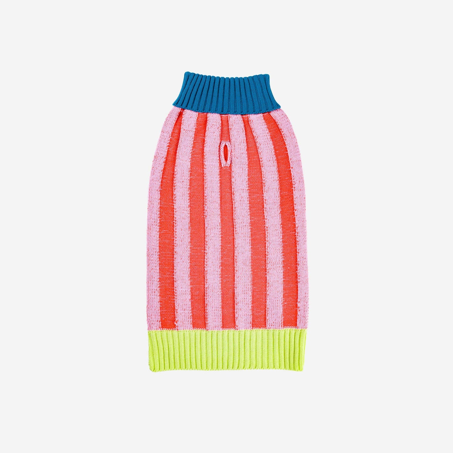 Big Stripe Dog Sweater: Lime Cobalt / L - 27-40 lbs