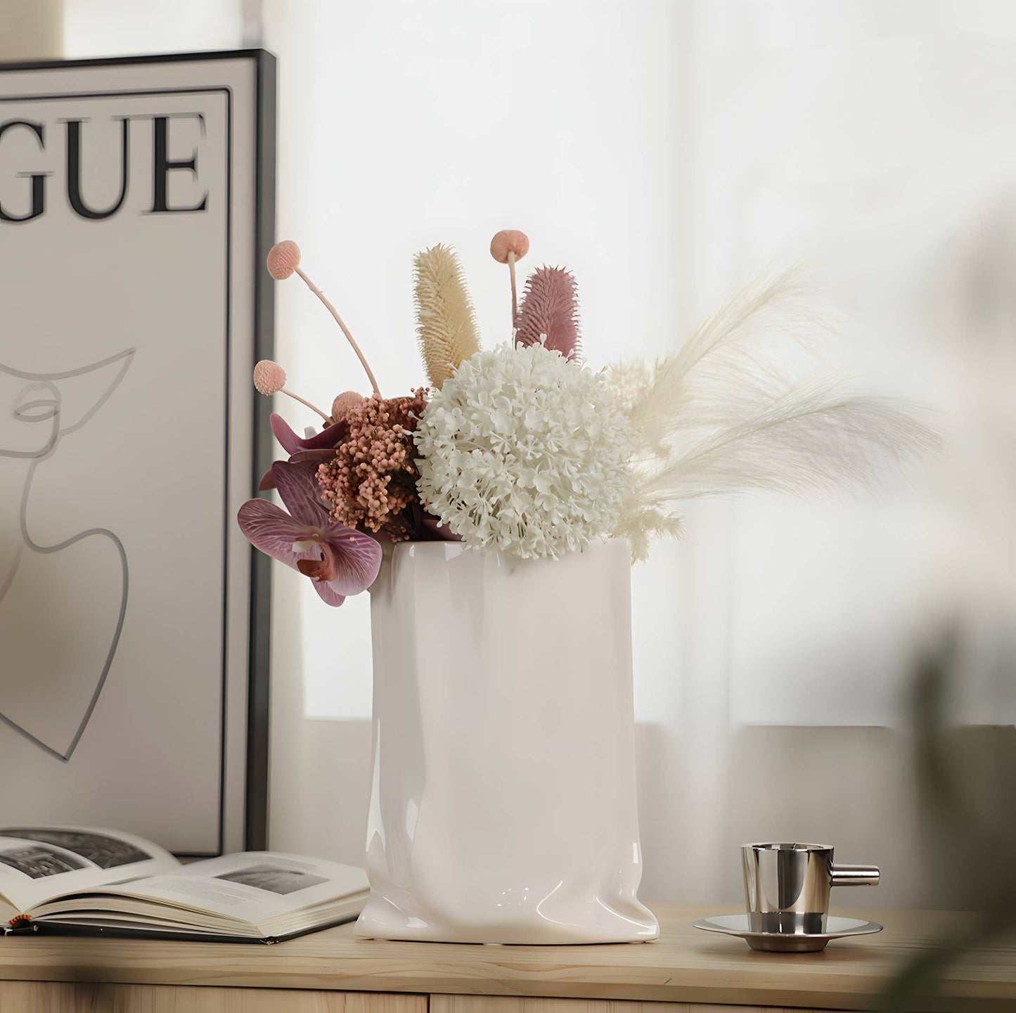 "Le Papier" - White Paper Bag Looking Ceramic Vase