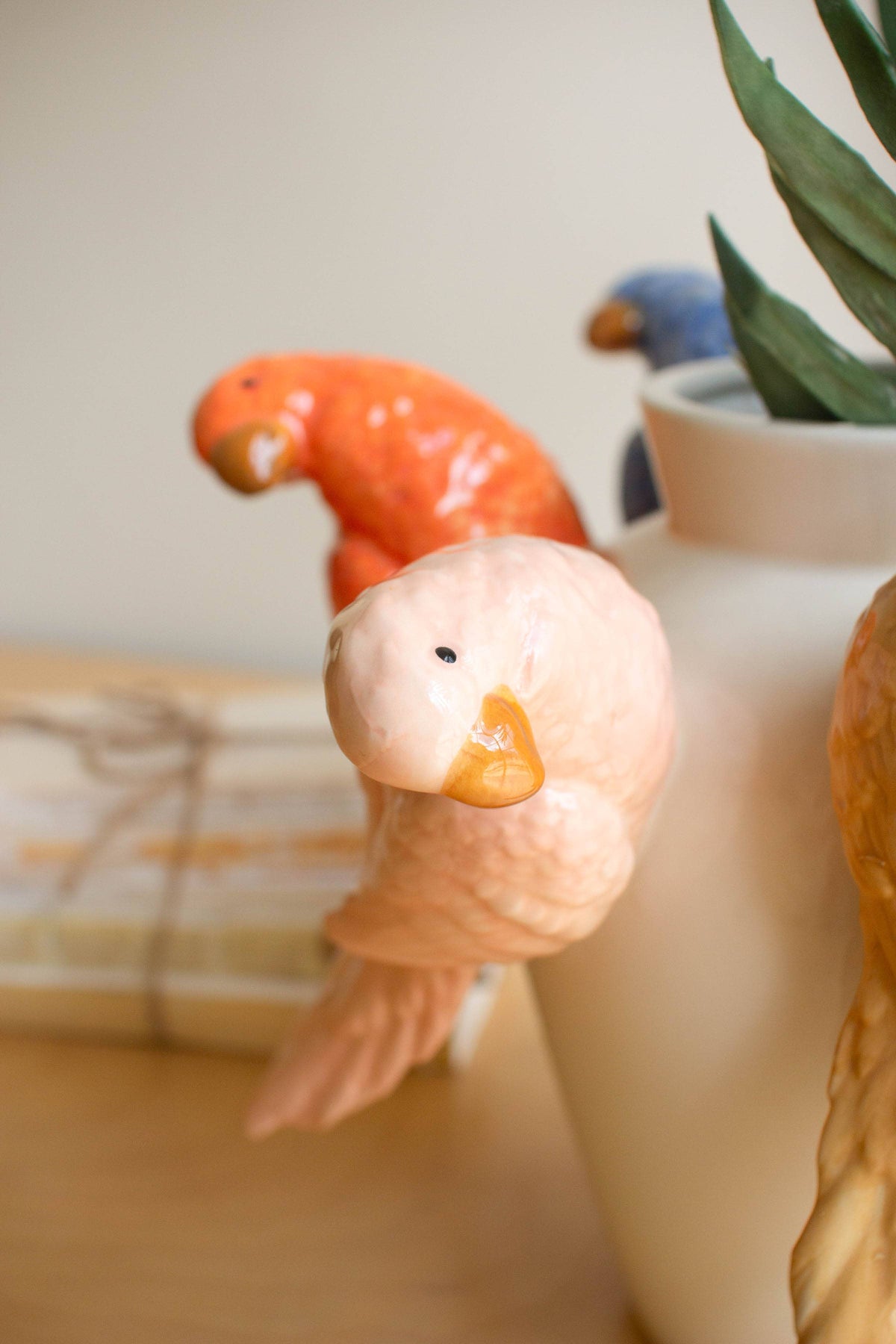 CERAMIC PARROTS VASE: Multi / Ceramic / 13.5" x 14" x 11.5"t