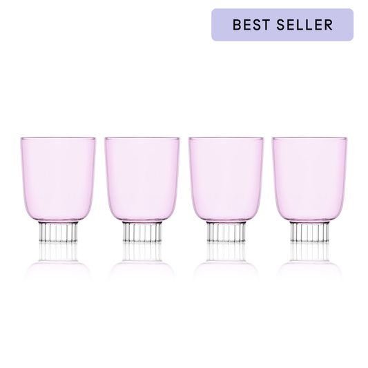 Romantic Stemless Wine Glasses Petite | Set of Four: Pink