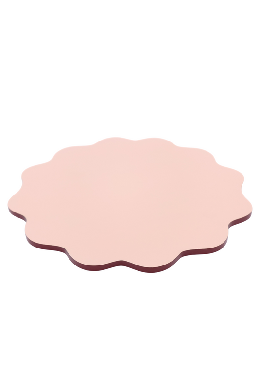 Blush Pink Scalloped Lacquerware Placemat Set: Set of 2
