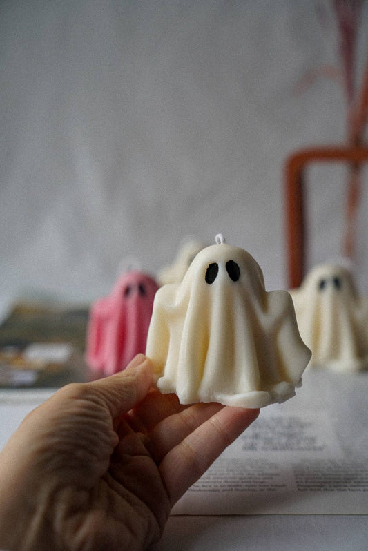 Ghost Candle, Halloween Home Decoration,  Autumn Table Decor: Ivory / Sandalwood