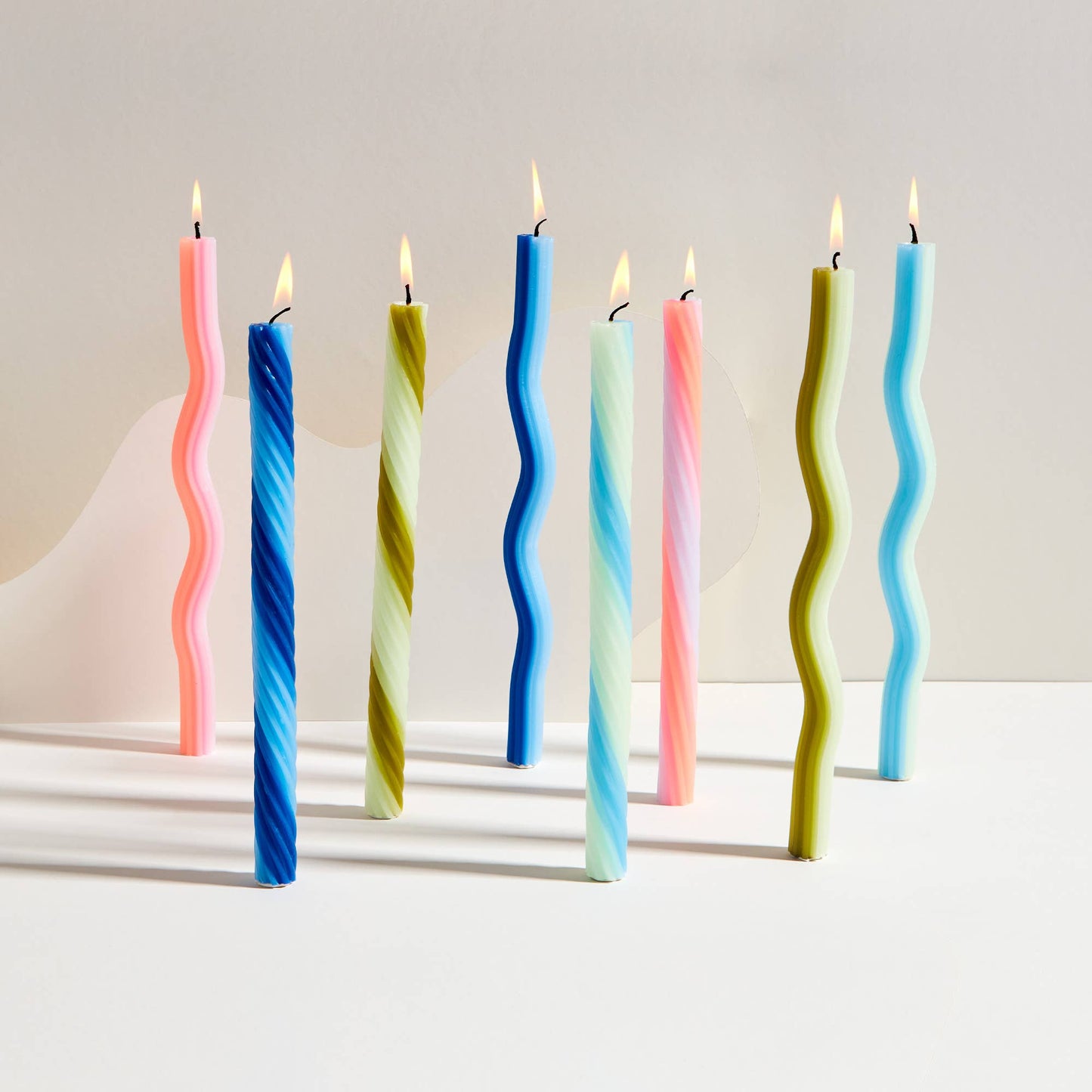 Wiggle Candles - Mint (2 Pack) - 11" Vibrant Taper Candles
