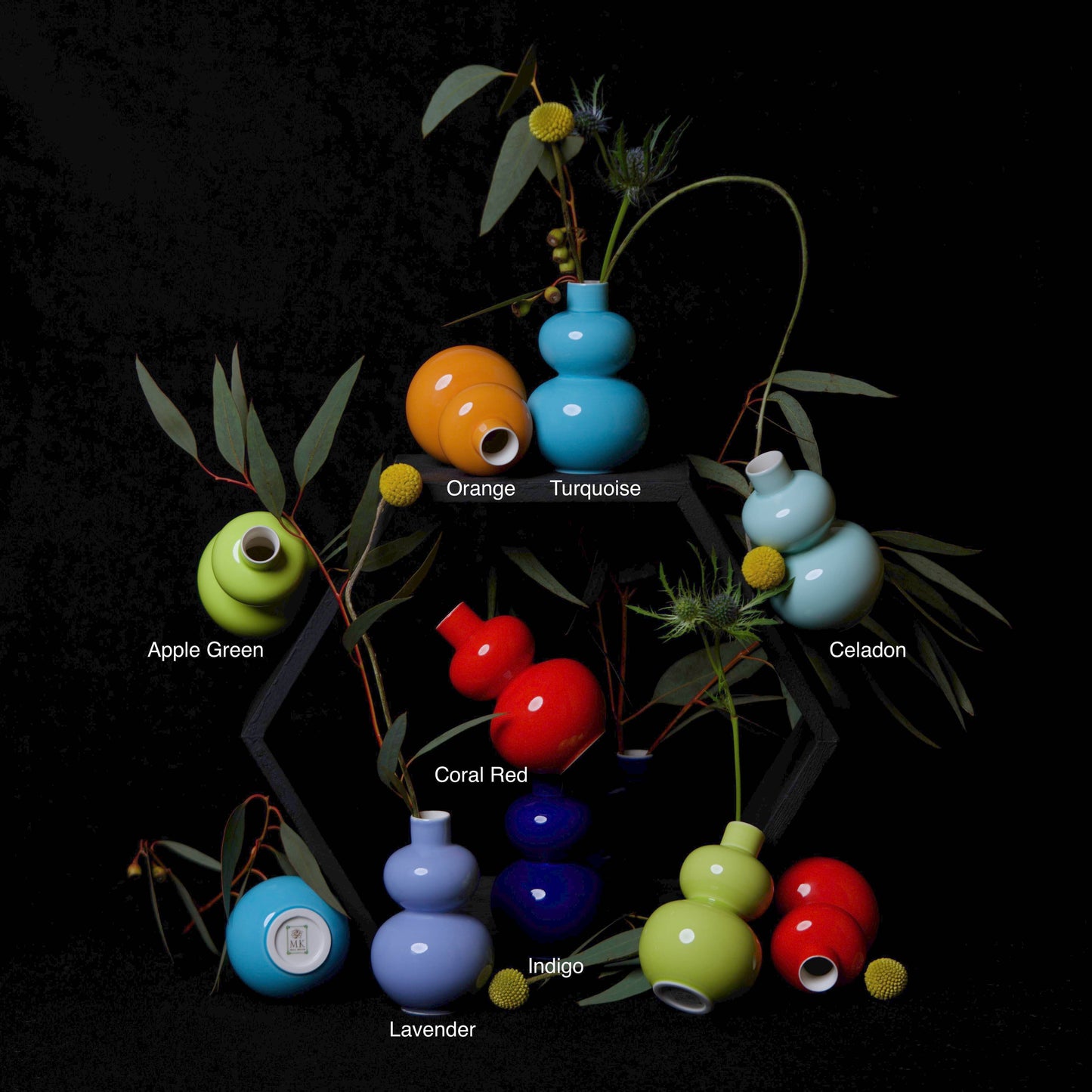 Glossy Porcelain Mini Double Lobed Vase: Indigo