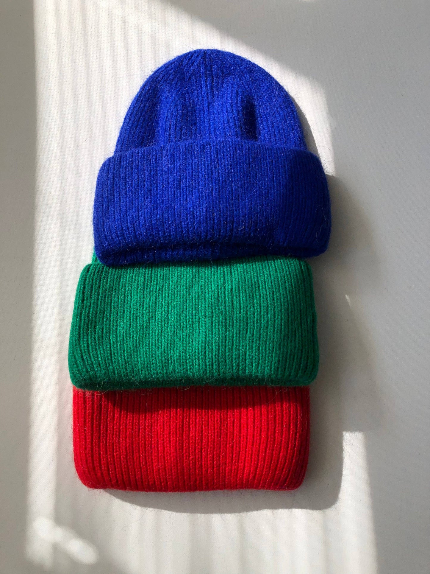 ROYAL ANGORA WOOL BEANIE - crystal brights: Royal blue