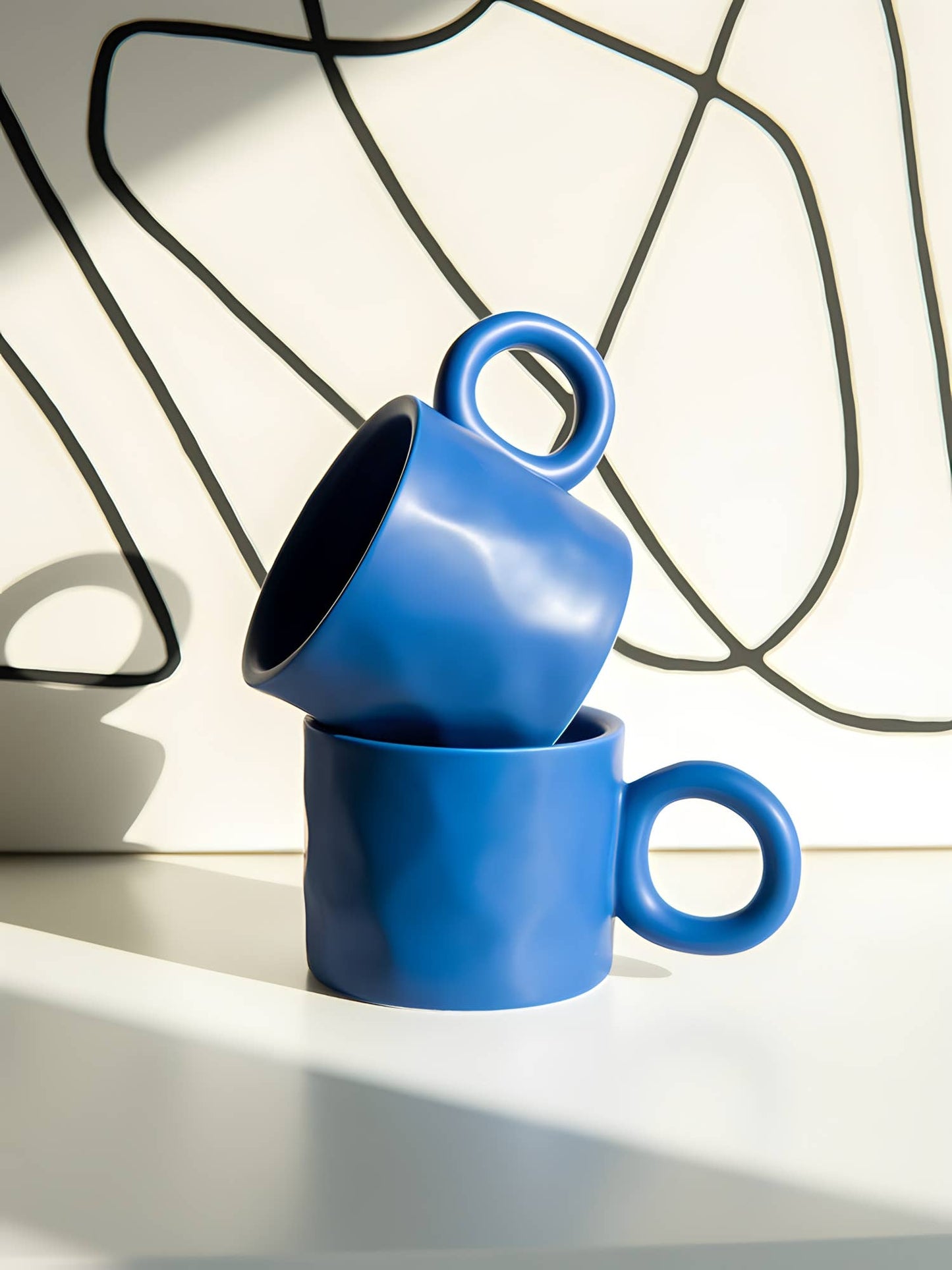 "Bague" Handmade Textured Ceramic Mug - Klein Blue