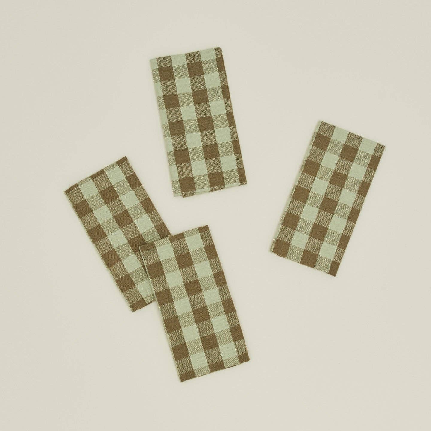 ESSENTIAL GINGHAM DINNER NAPKINS - SET OF 4: MUSTARD/BRONZE