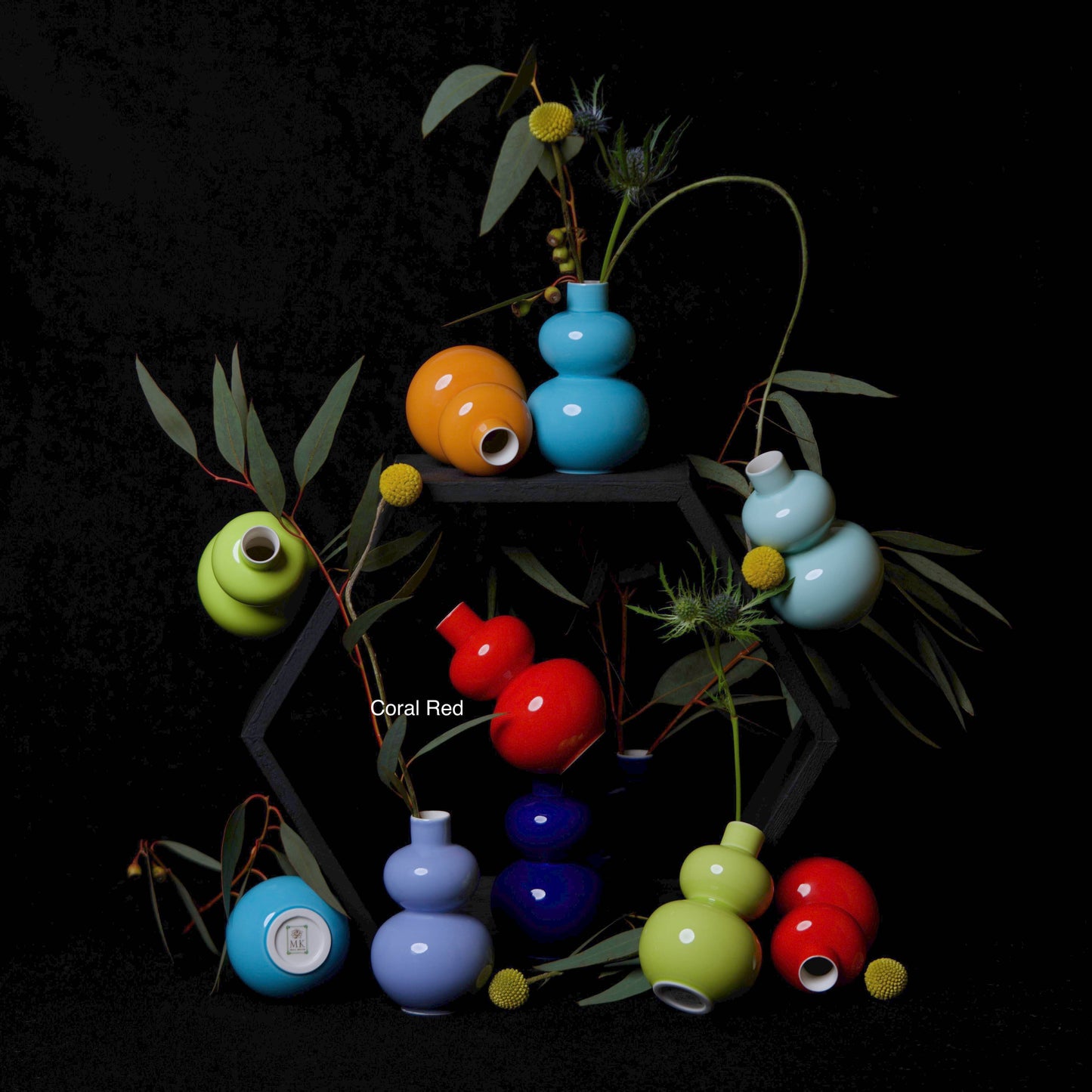 Glossy Porcelain Mini Double Lobed Vase: Indigo