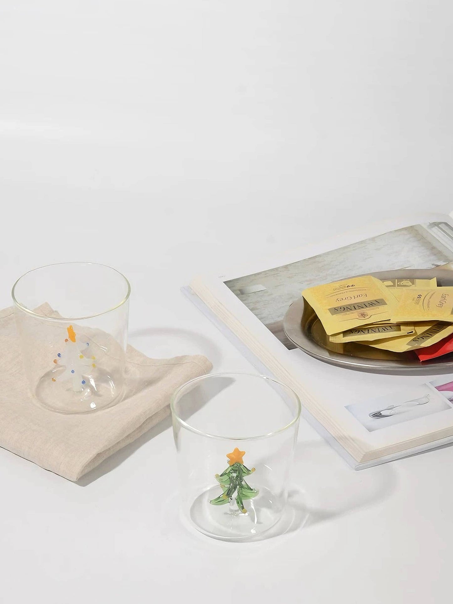 Handcrafted Cute Christmas Tree Santa Glass Tumbler Cups: Santa Claus