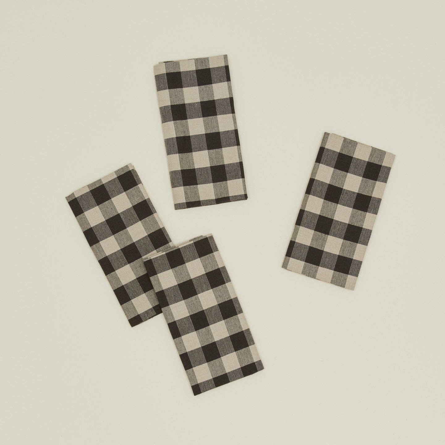 ESSENTIAL GINGHAM DINNER NAPKINS - SET OF 4: MUSTARD/BRONZE