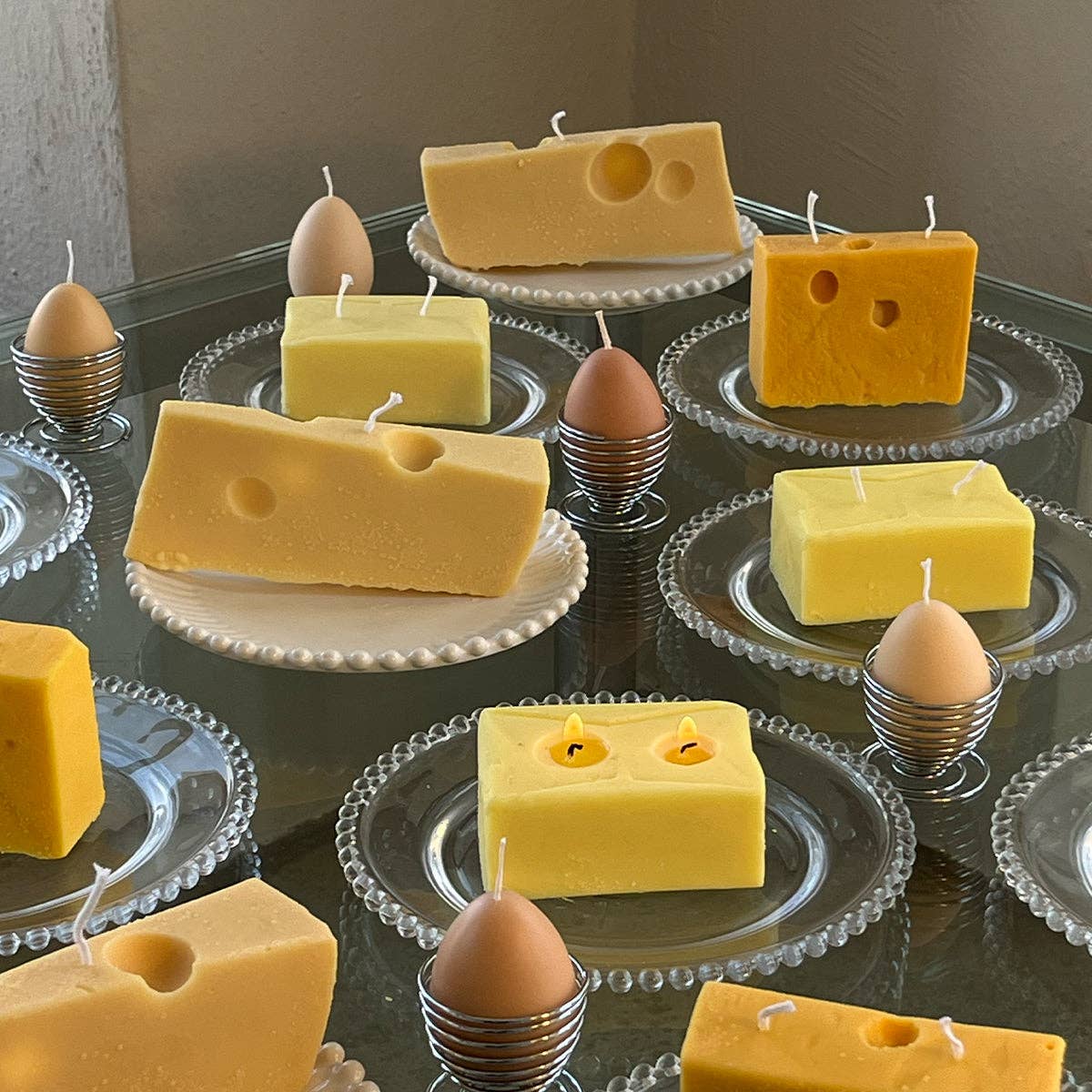 Swiss Cheese Candle: Yellow / Unscented (Natural Soy) / Single Cheese