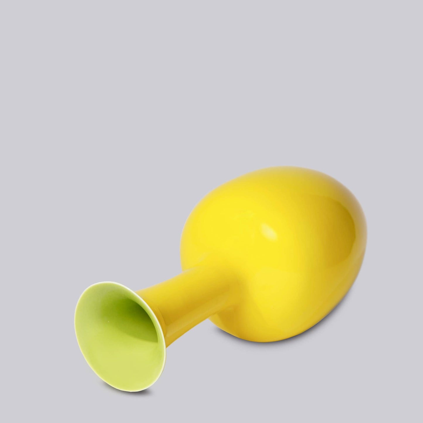 Glossy Yellow Porcelain Morning Glory Vase