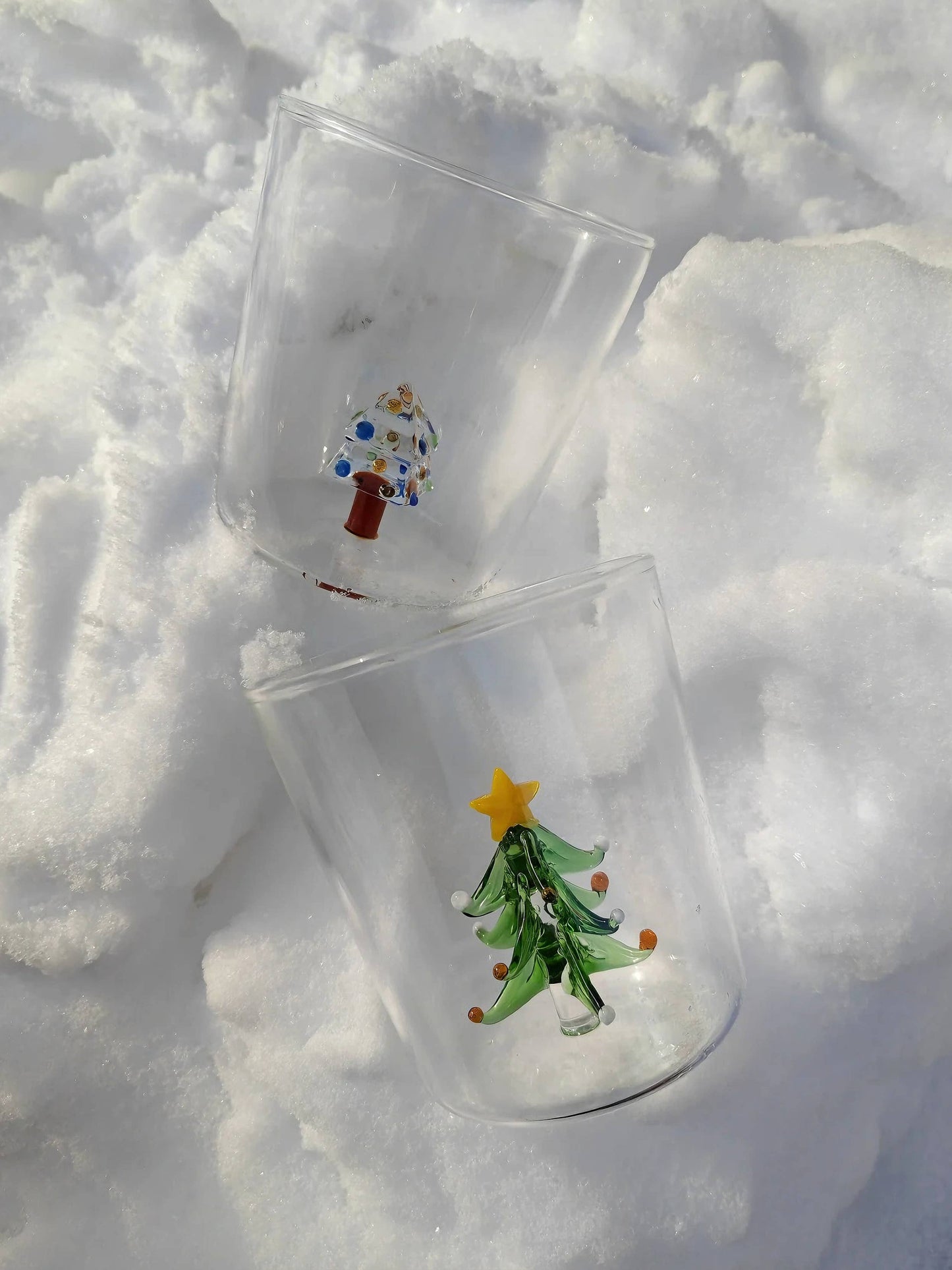 Handcrafted Cute Christmas Tree Santa Glass Tumbler Cups: Santa Claus