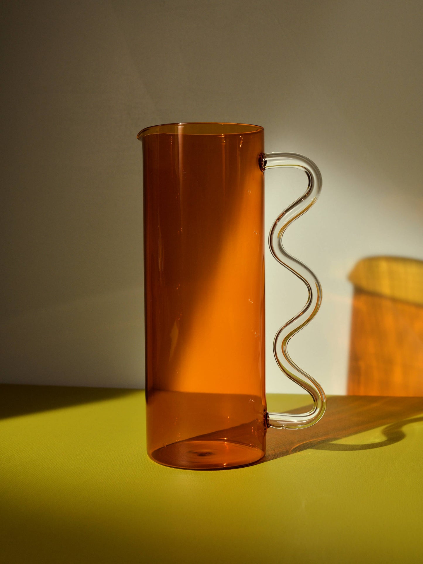 Wave Pitcher, Amber/Clear