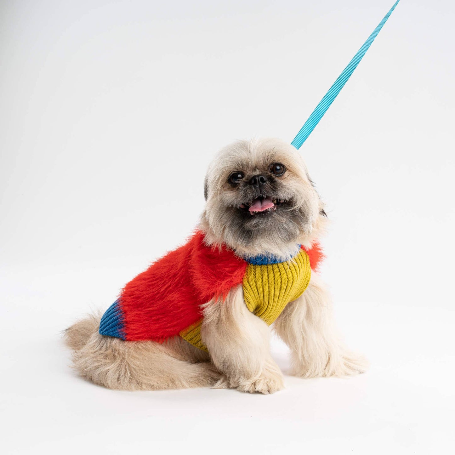 Faux Fur Dog Sweater: Periwinkle / XL - 41-60 lbs