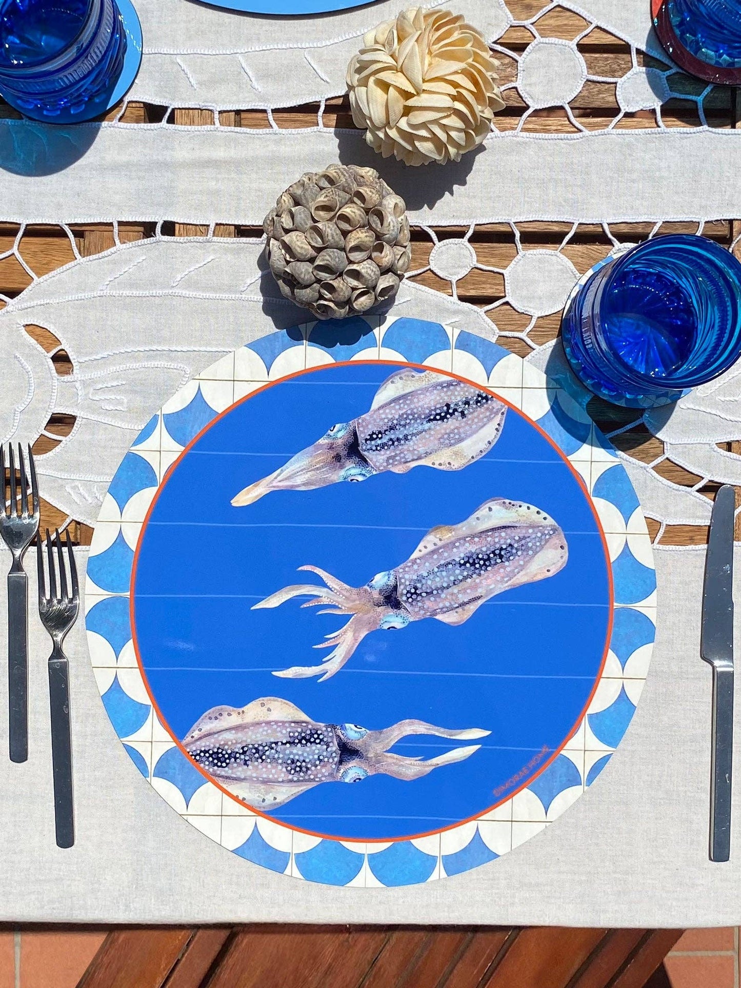 SEA Masonite Placemat - Squid: Round