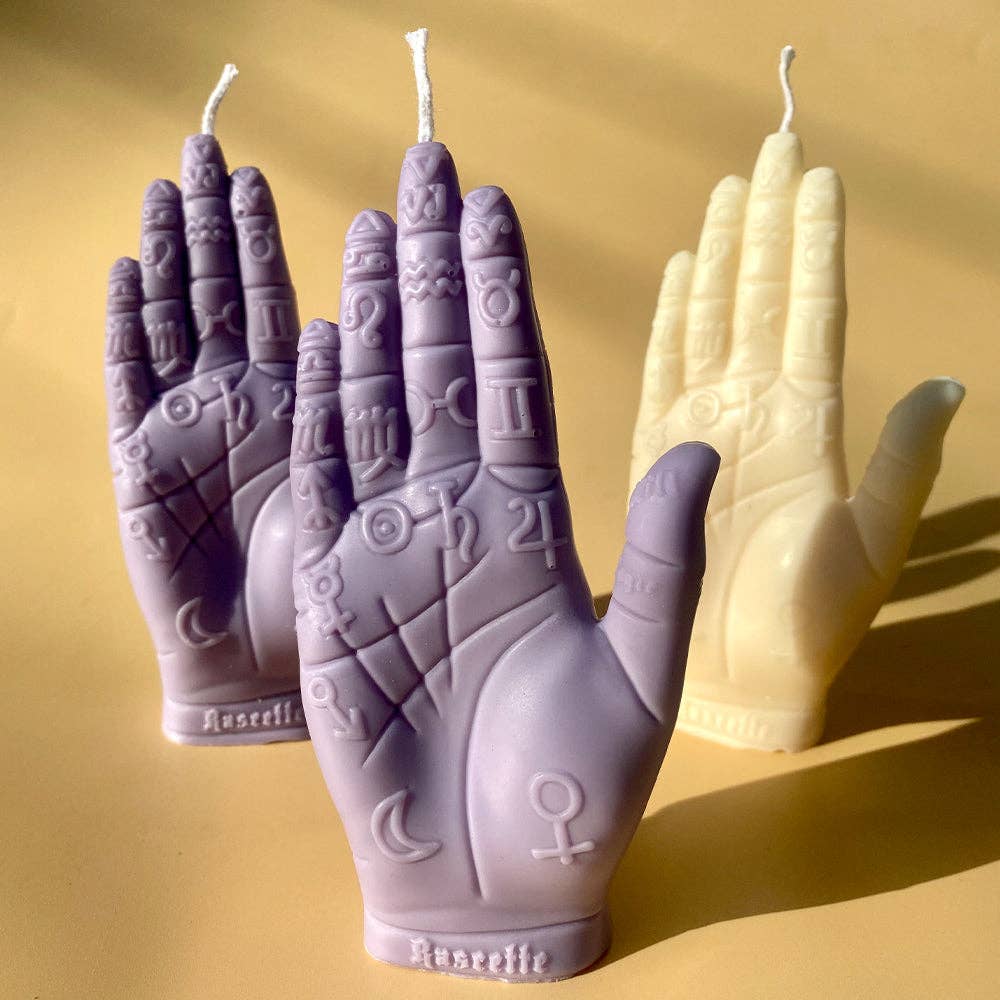 Palmistry Hand Candle - Lilac: Lilac / White Sage & Lavender