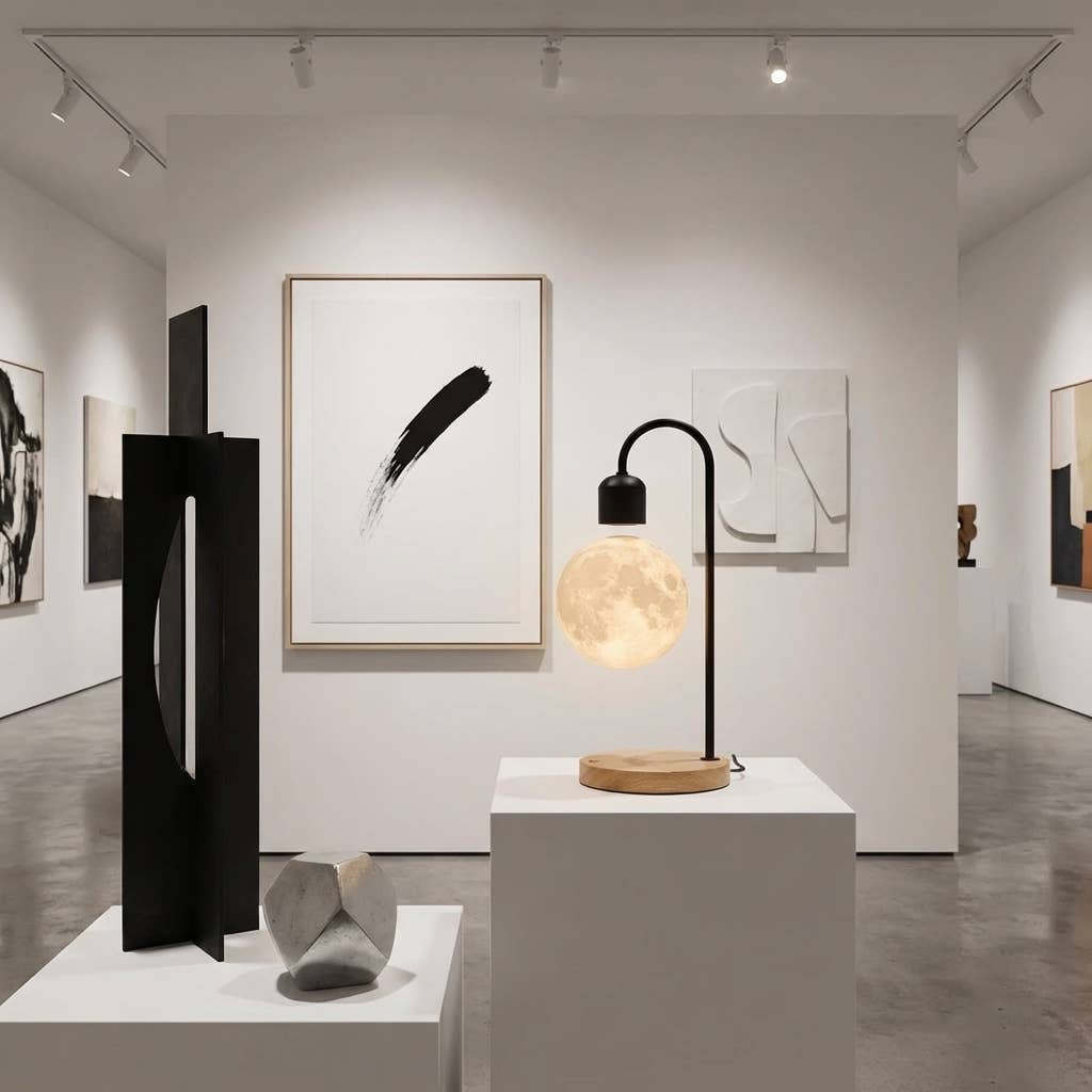 Selene Floating Moon Lamp with Wireless Charging: Black / USA & CAD