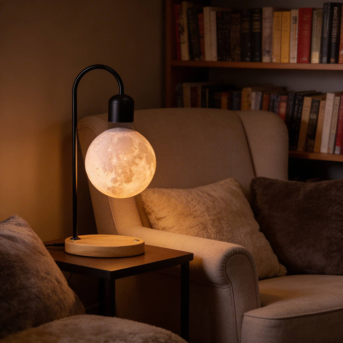 Selene Floating Moon Lamp with Wireless Charging: Black / USA & CAD
