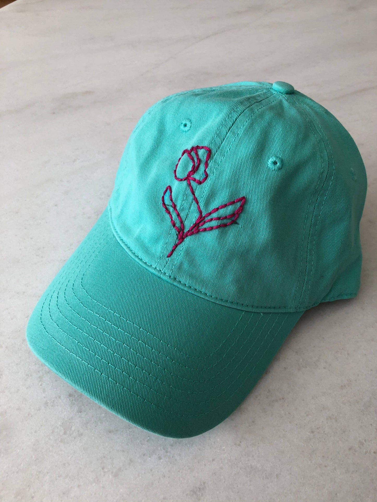 HAND EMBROIDERED TULIPS CAPS: Cloud ☁️