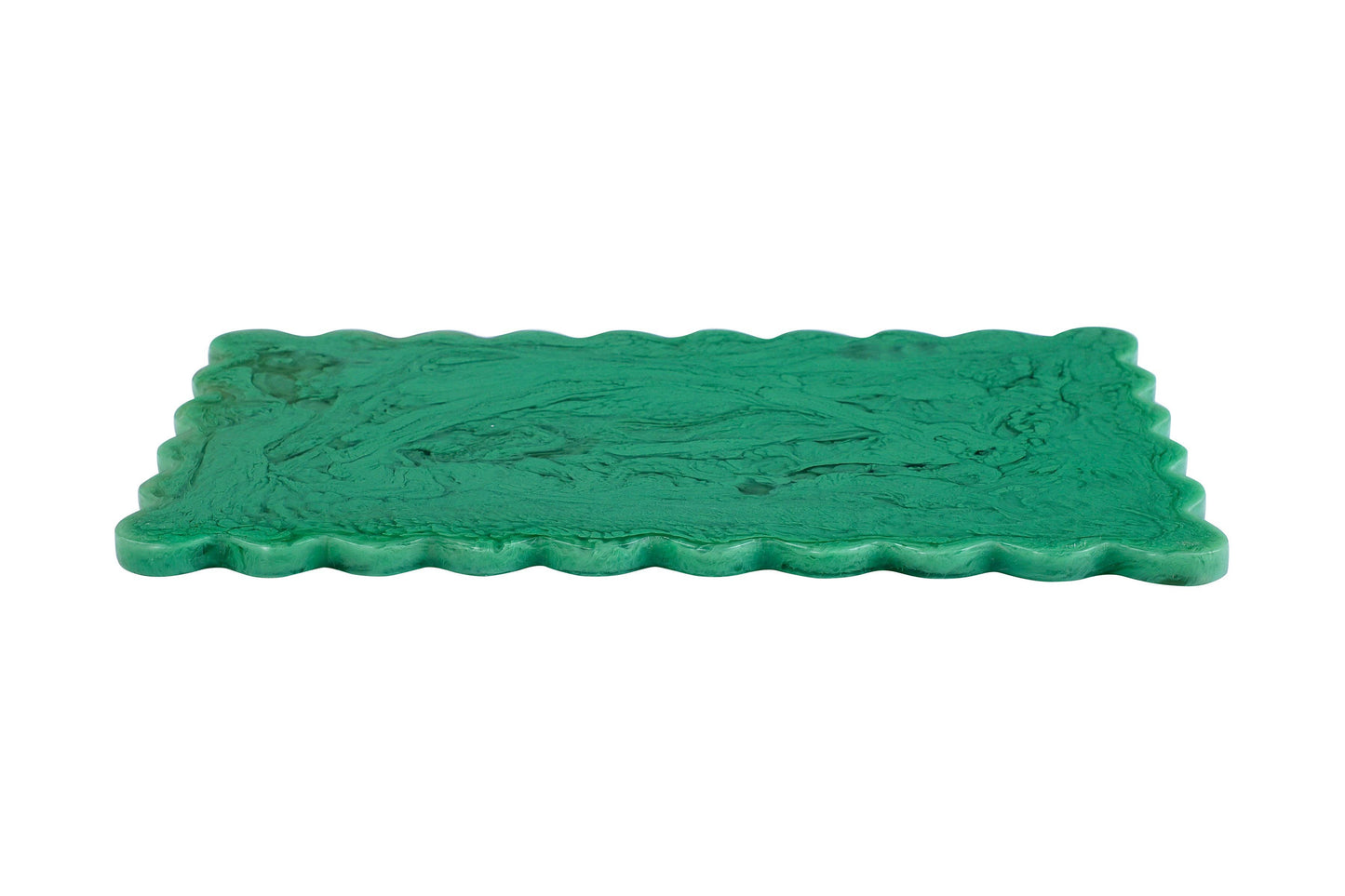 Scallop Rectangular Resin Cheese Board – Green , 14 Inches